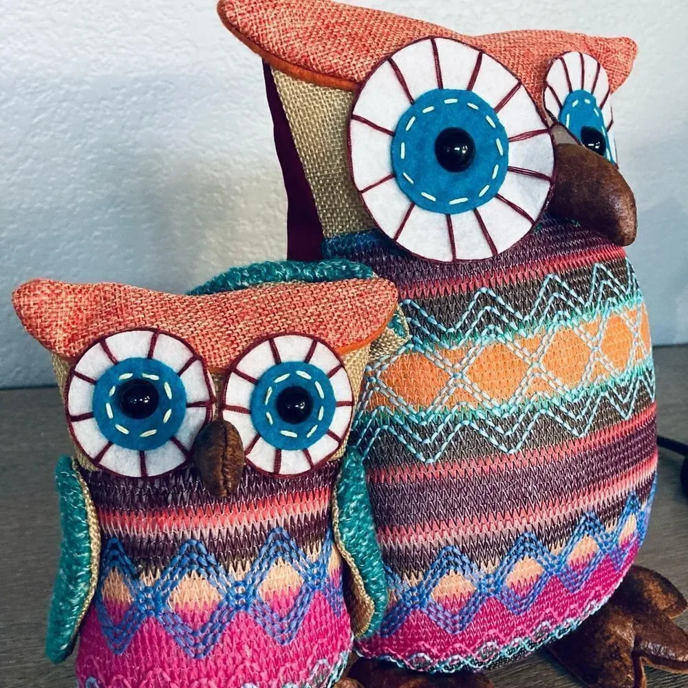 NWT Owl Weighted Fabric Decor Pair